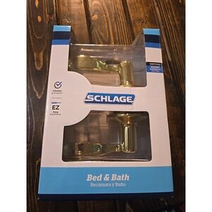 Schlage Flat Door Lever Bed & Bath Privacy Lock Bright Brass F40VACC605